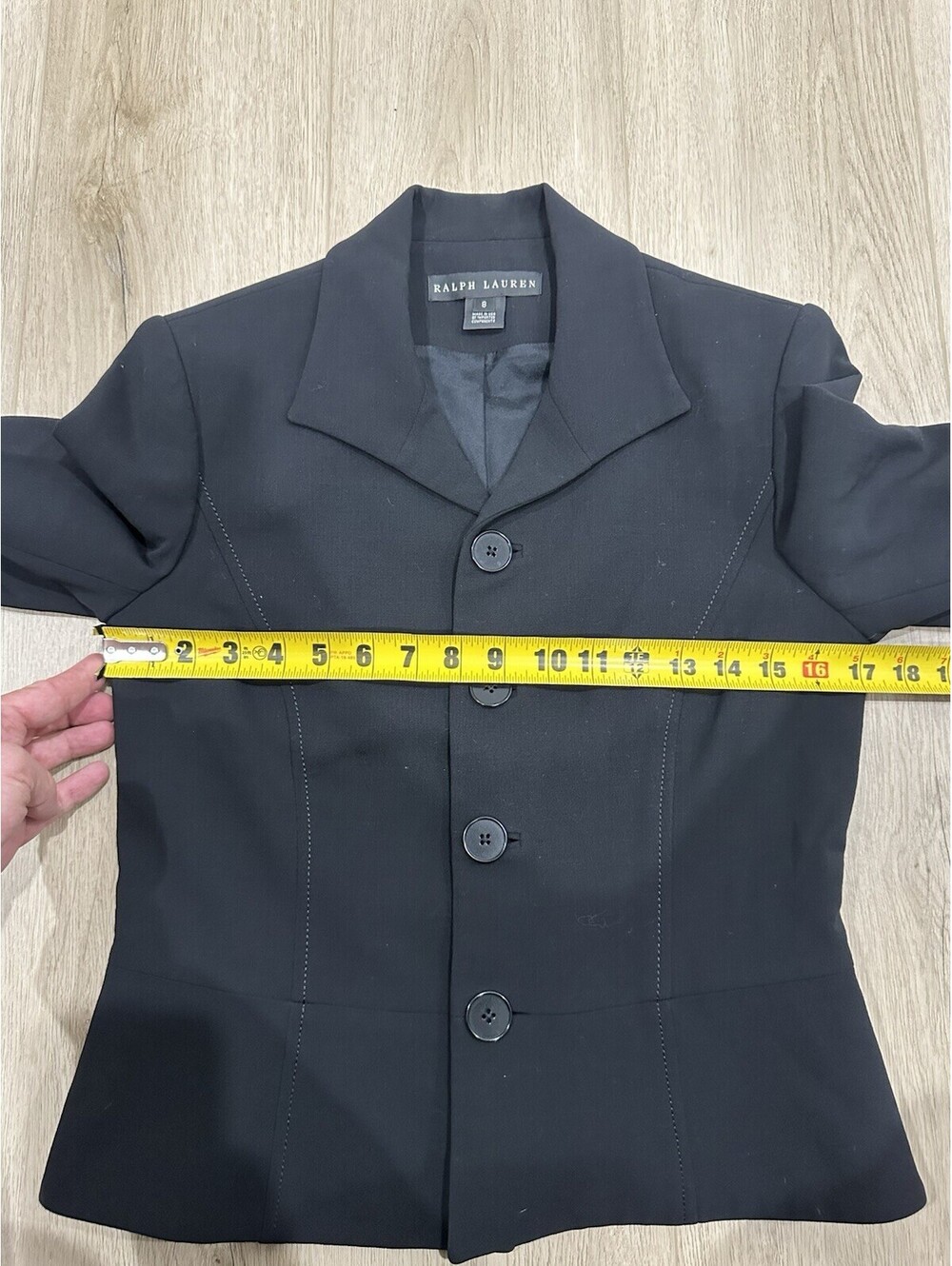 VTG Ralph Lauren Black Label Wool Blend Stretch Blazer Jacket Made In USA Sz 8 - Picture 6 of 15